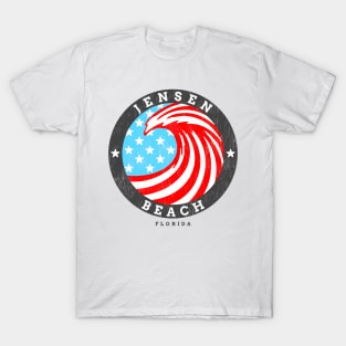 Jensen Beach, FL Summertime Patriotic 4th Pride Surfing T-Shirt